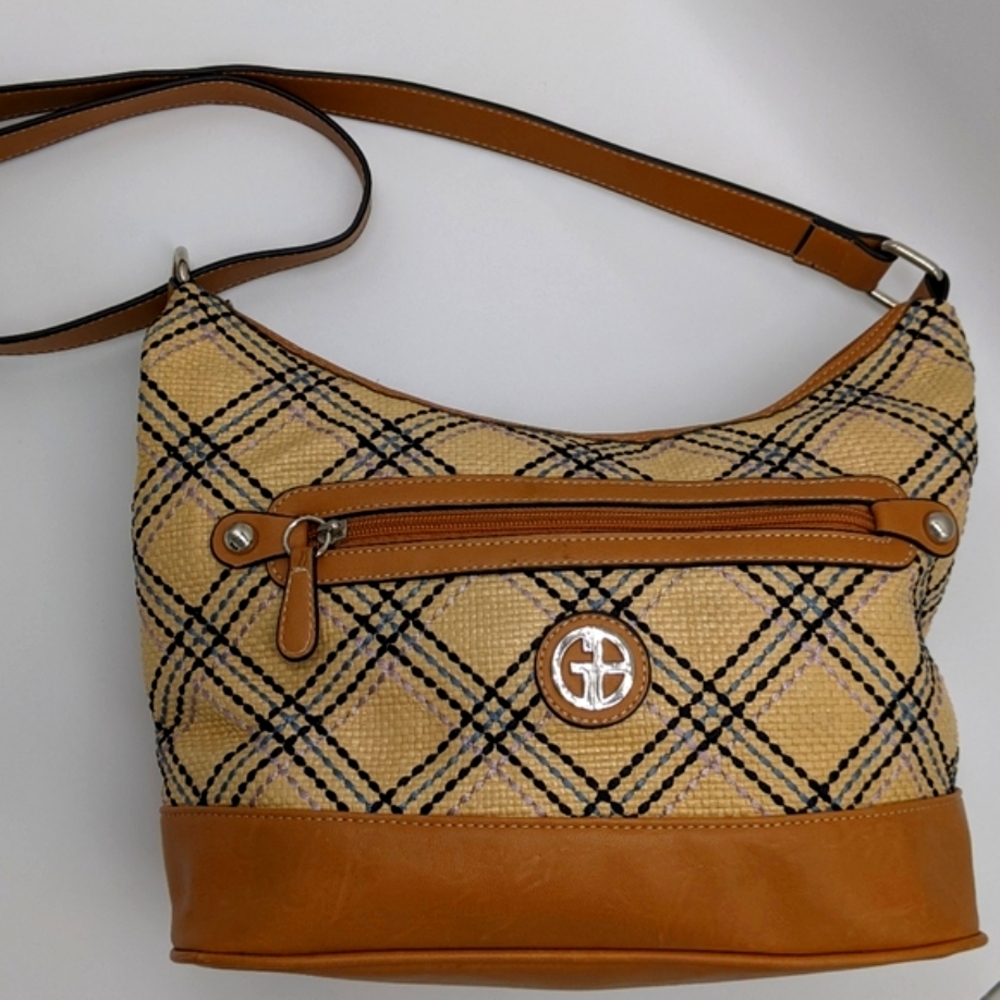 Giani Bernini Straw Plaid Purse
